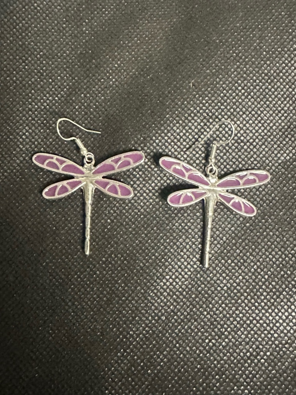 Purple Dragonfly Dangle Earrings
